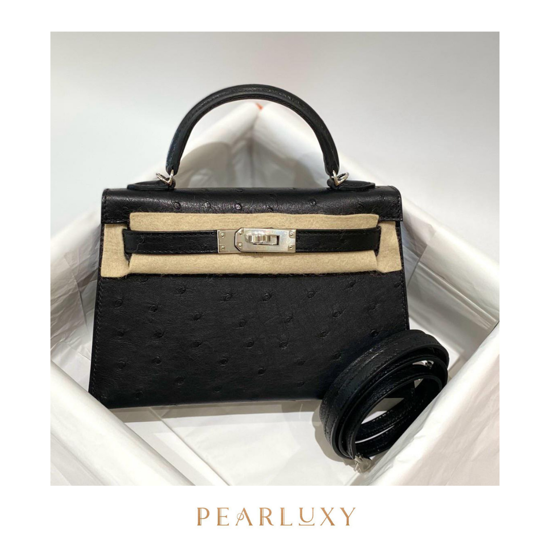 Kelly Mini Ostrich - Noir