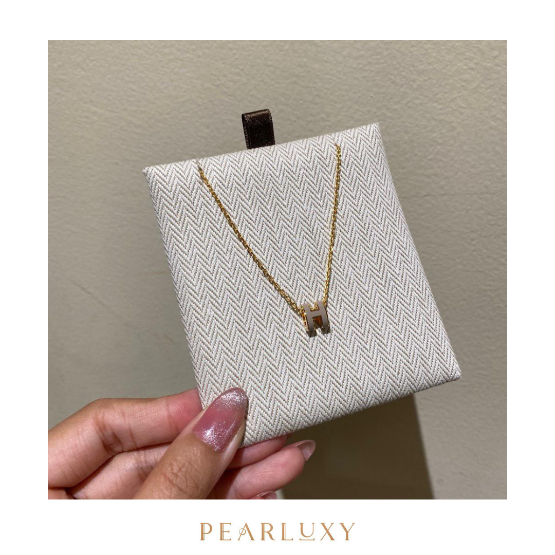 Mini pop H Necklace - Marron/Gold