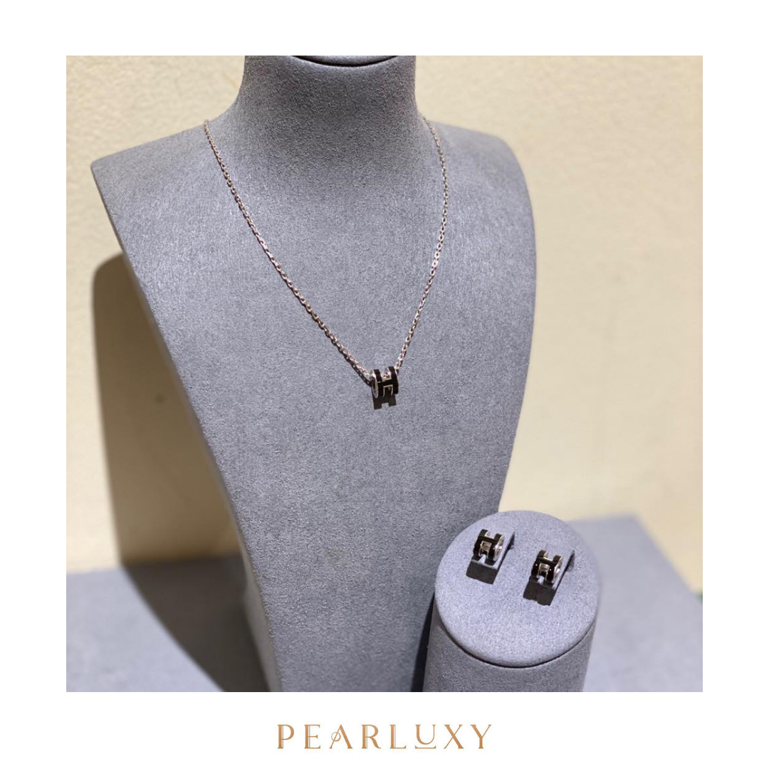 Mini Pop H Necklace & Earrings - Noir
