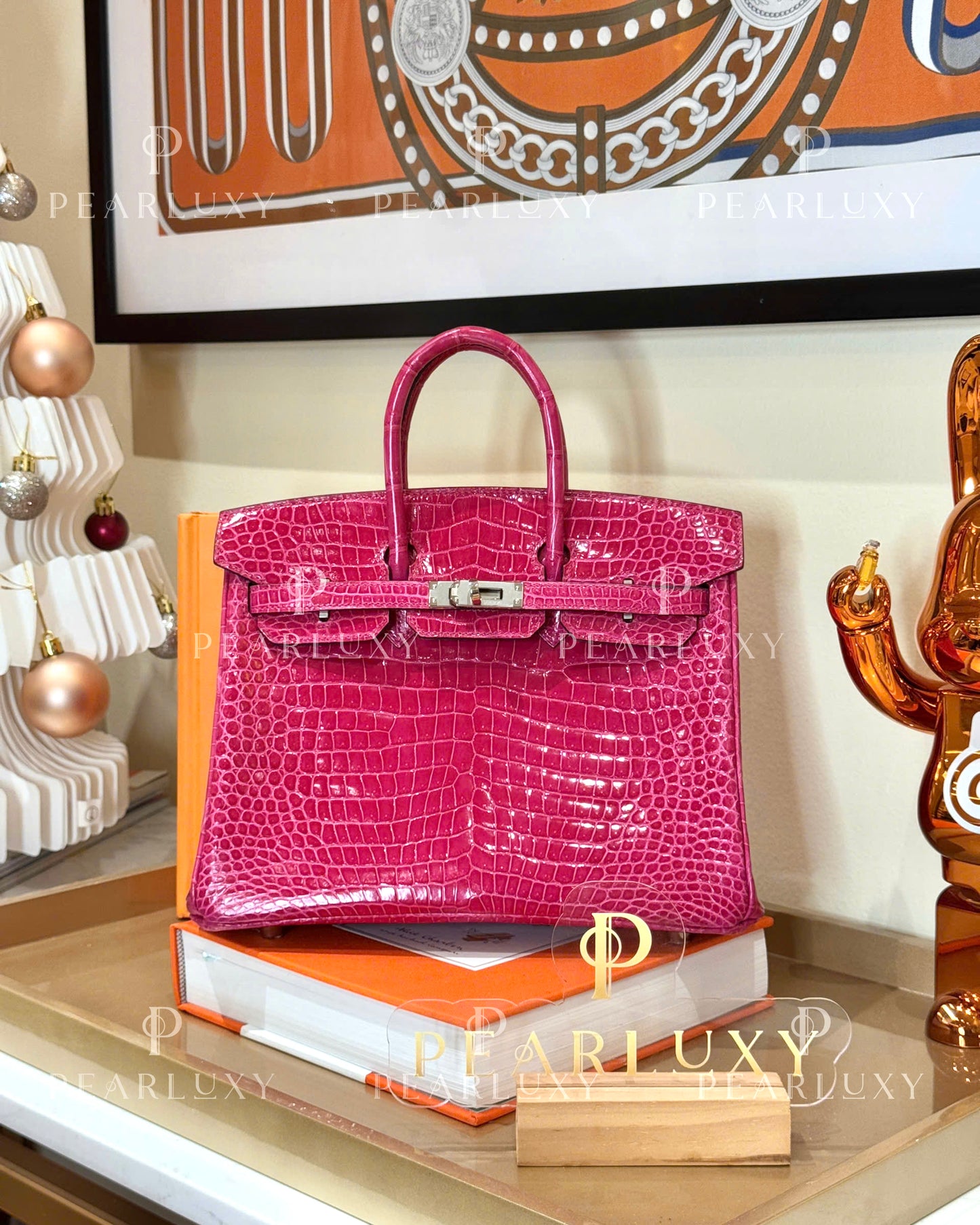 Birkin 25 Croco Porosus - Rose mexico