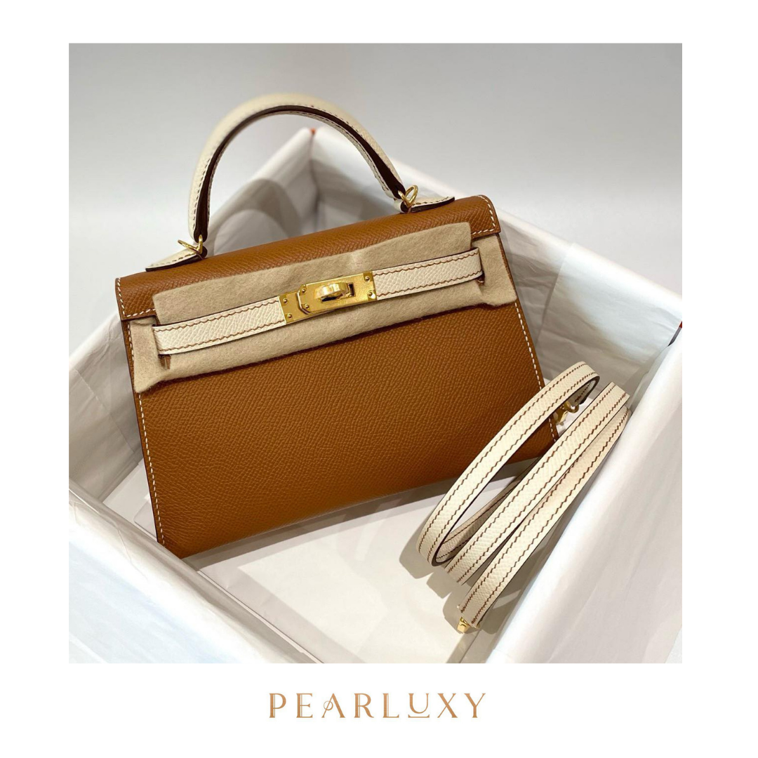 Kelly Mini Epsom Perso - Gold/Craie